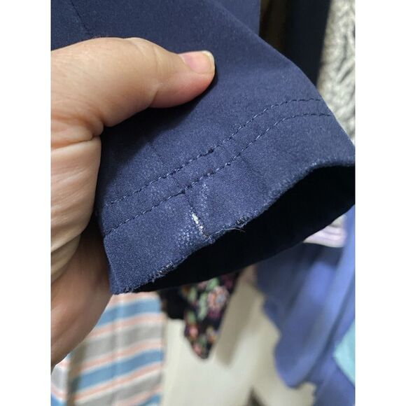 New Balance Quilted Fleece Running Jacket Navy Hooded Zip Side Pockets Sz Small - Picture 15 of 16